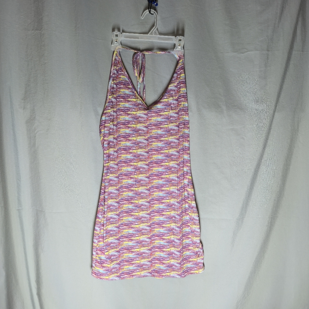 Streetwear Society Mid Length Knit Multicoloured Halter Style Dress Size M
